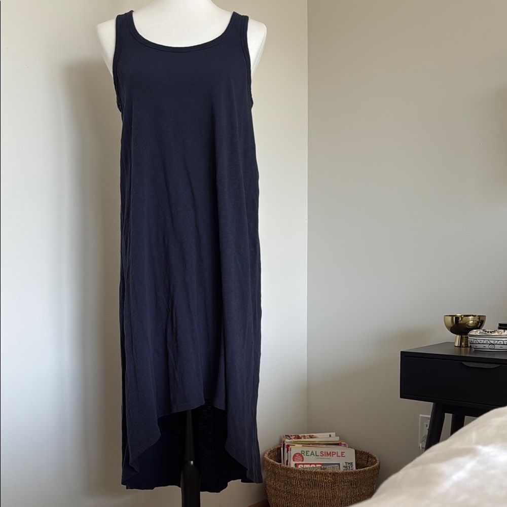Casual Blue High Low Sundress Sleeveless Scoop Neck